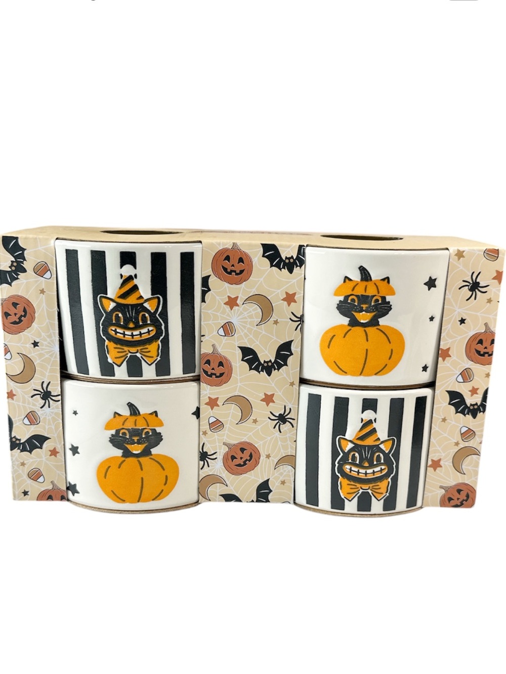 NEW Bakeshop HALLOWEEN KITTY Ramekin Set/4 🎃🐈‍⬛🎃